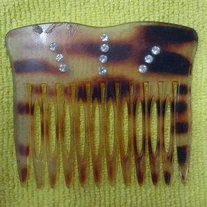 Vintage celluloid hair comb with faux crystals